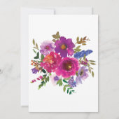 白と紫のエレガント花のフローラ結婚の 招待状 (裏面)