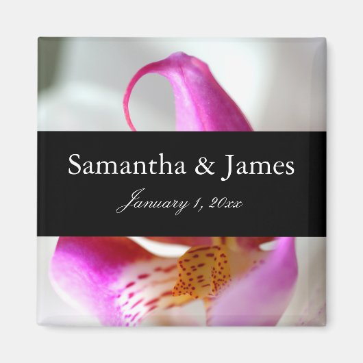 白と紫のオーキッドパーソナル結婚ズ マグネット (正面)