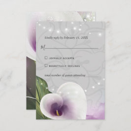 白と紫のカラユリエレガントの水色 出欠カード