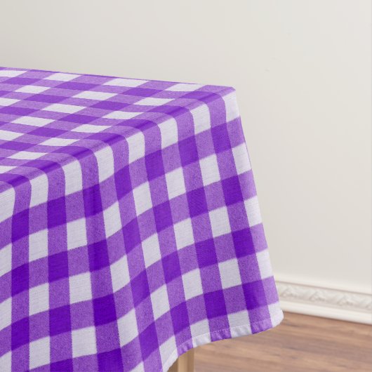 白と紫のギンガムパターン | コットン市松模様に テーブルクロス (インサイチュ)