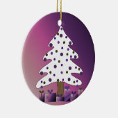 白と紫のクリスマスツリー セラミックオーナメント (右)