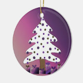 白と紫のクリスマスツリー セラミックオーナメント (左)