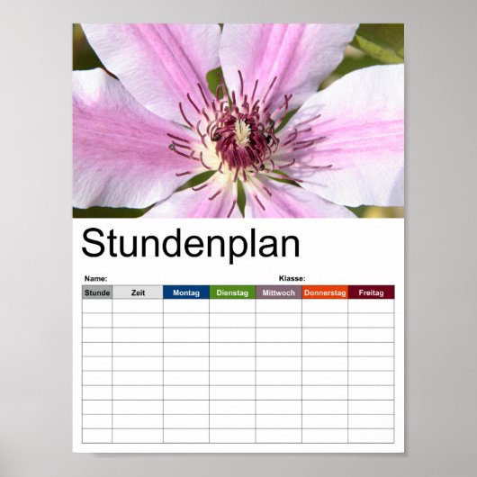 白と紫のクレマチスのマクロ ポスター (正面)