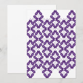 白と紫のシンメトリーなパターンが特徴的なモダンなデザイン 招待状 (正面/裏面)