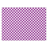 白と紫のチェック市松模様にコットンダイニング テーブルクロス (正面(横))