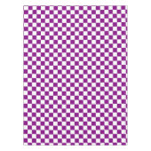 白と紫のチェック市松模様にコットンダイニング テーブルクロス (正面)
