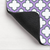 白と紫のトレリス、ラティス、クローバー マウスパッド (コーナー)