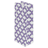 白と紫のトレリス、ラティス、クローバー ワインギフトバッグ (正面アングル)