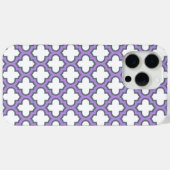 白と紫のトレリス、ラティス、クローバー Case-Mate iPhoneケース (裏面 (横))