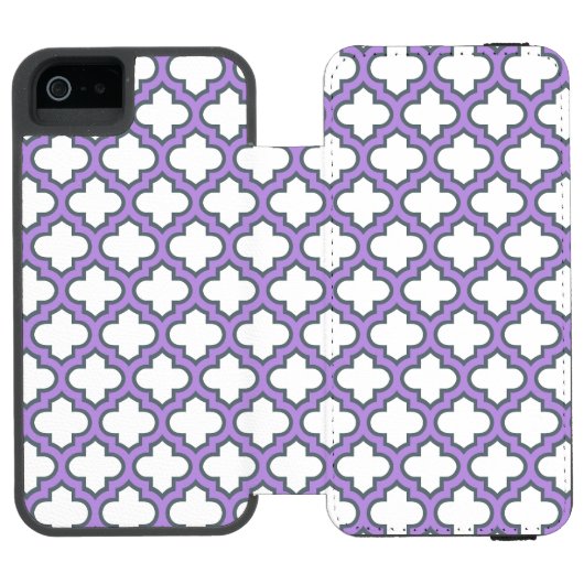 白と紫のトレリス、ラティス、クローバー INCIPIO iPhoneウォレットケース (フォリオ Open)