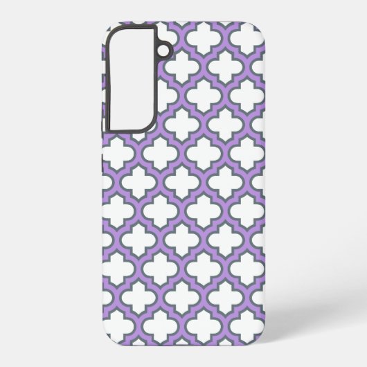 白と紫のトレリス、ラティス、クローバー SAMSUNG GALAXYケース (裏面)