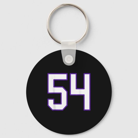 白と紫のナンバー54ジャージ選手ユニフォーム # キーホルダー (正面)