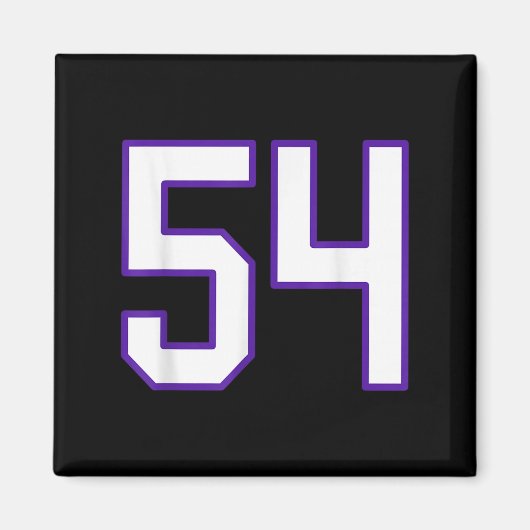 白と紫のナンバー54ジャージ選手ユニフォーム # マグネット (正面)