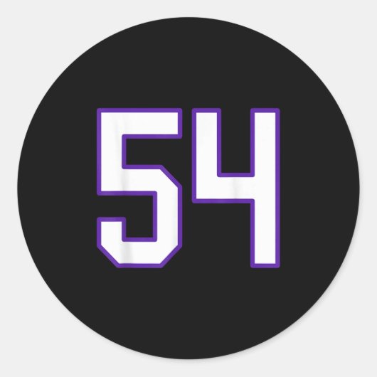 白と紫のナンバー54ジャージ選手ユニフォーム # ラウンドシール (正面)