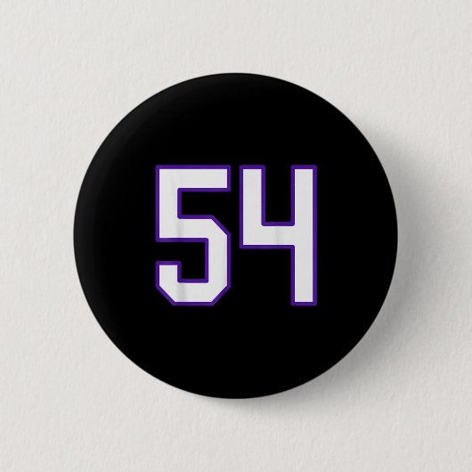 白と紫のナンバー54ジャージ選手ユニフォーム # 缶バッジ (正面)