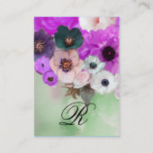 白と紫のバラとアネモネの花のモノグラム 名刺 (裏面)