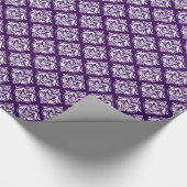 白と紫のフローラマスク幾何学模様 ラッピングペーパー (角)