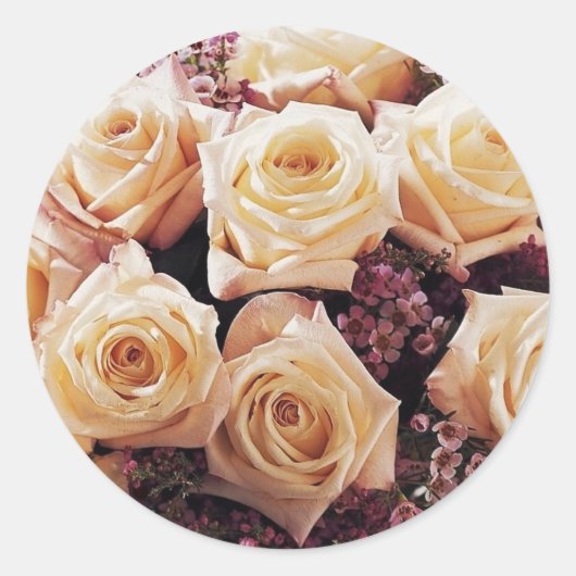 白と紫のフローラ封筒用シール ラウンドシール (正面)