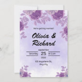 白と紫のフローラ結婚式招待状 招待状 (正面)