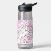 白と紫のフローラ25.Ozウォーターボトル ウォーターボトル (左面)