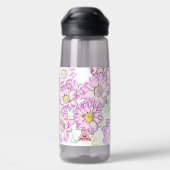 白と紫のフローラ25.Ozウォーターボトル ウォーターボトル (背面)