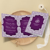 白と紫のペルシャスタイルムスリム結婚ズ 招待状