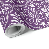 白と紫のモロッコの幾何学的パターン ラッピングペーパー (ロールコーナー)