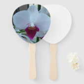 白と紫のランを持つファン ハンドファン (正面&裏面)