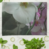 白と紫のラン キッチンタオル (折り畳み)