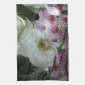 白と紫のラン キッチンタオル (縦)