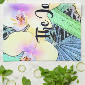 白と紫のラン キッチンタオル (折り畳み)