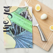 白と紫のラン キッチンタオル (四つ折り)