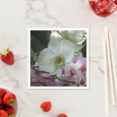 白と紫のラン スタンダードカクテルナプキン (インサイチュ)