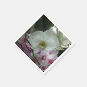 白と紫のラン スタンダードカクテルナプキン (角)