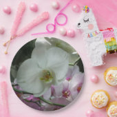 白と紫のラン ペーパープレート (パーティー)