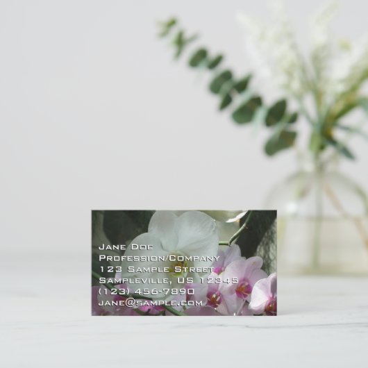 白と紫のラン 名刺 (スタンド正面)