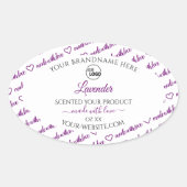 白と紫のワードクラウド製品ラベルの追加ロゴ 楕円形シール (正面)