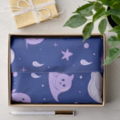 白と紫の幽霊スターズブルーハロウィーン 薄葉紙 (ギフト)