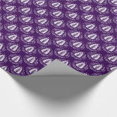 白と紫の様式化されたダマスクの羽毛 ラッピングペーパー (角)
