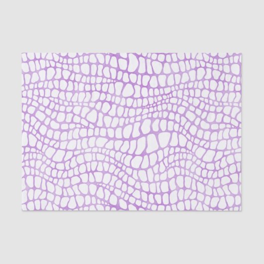 白と紫の水色ワニの皮膚パターン 薄葉紙 (正面)