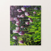 白と紫の炎の旗の勝利のチューリップ ジグソーパズル (縦)