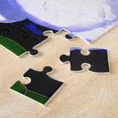 白と紫の牡丹の写真 ジグソーパズル (側面)