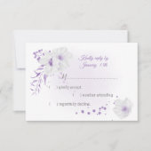 白と紫の花の植物性 出欠カード (正面)