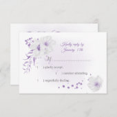 白と紫の花の植物性 出欠カード (正面/裏面)