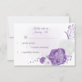 白と紫の花の植物性 出欠カード (正面)
