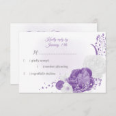 白と紫の花の植物性 出欠カード (正面/裏面)