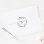 白と紫の花の結婚式感謝ステッカー ラウンドシール (封筒)