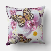白と紫の花を持つ蝶 クッション (裏面)