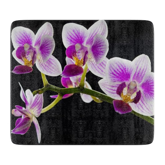 白と紫の蘭 カッティングボード (正面)