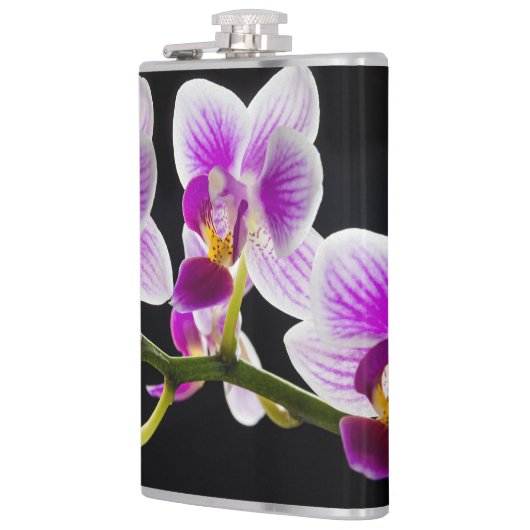 白と紫の蘭 フラスク (左)